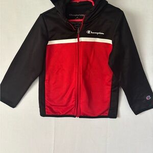 Champion Black and Red Zip Up Hoodie Jacket Size 4T